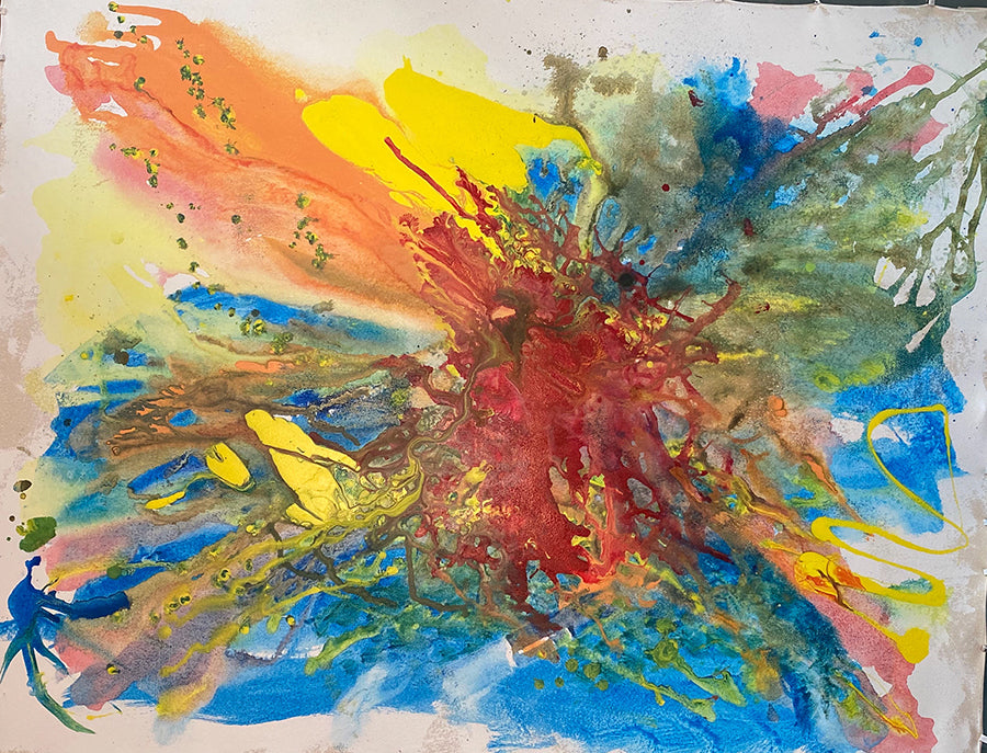 earth_water_fire_wind_and_void -Sonarta.com Earth, Water, Fire, Wind and Void is a powerful display of forces in nature, which make living on this planet possible for all of us. The vivid colors and their energy represent how each element alone plays a significant rule and when they are working together, their harmony creates a sustainable environment for us to continue our existence on this planet. This is an Acrylic on Canvas painting by artist Shahla Rahimi Reynolds. It is 56" H x 56” W