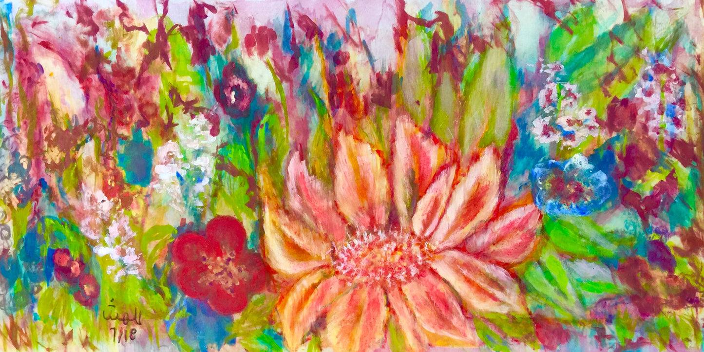 Her Garden Softly Beckons - Sonarta.com Gorgeous1 Just walk down the path as Her Garden Softly Beckons and invites you to sit there and enjoy it. This is an Ink on Versace Silk painting by Shahla Rahimi Reynolds. Her Garden Softly Beckons is 24' H x 47 1/2" W.