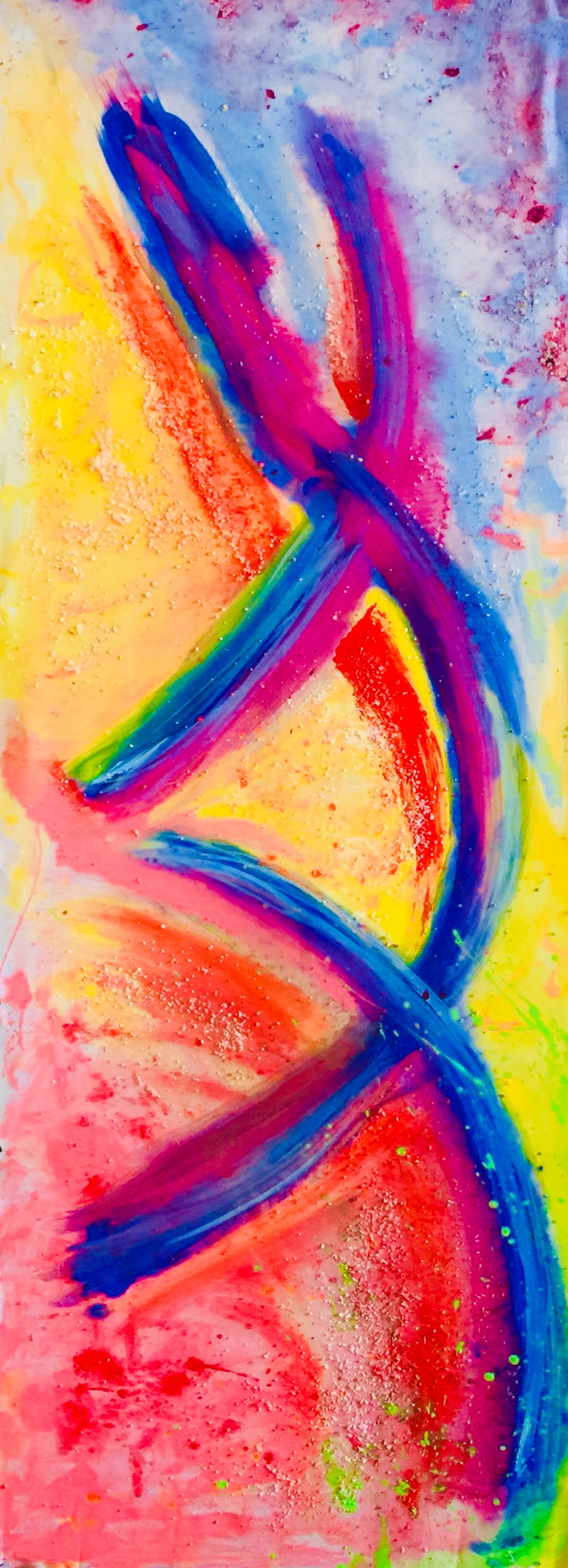 Sun Dancer II - Sonarta.com,Bright and Beautiful Sun Dancer, This Painting is part I of two Paintings. Sitting next to each others, the two pieces create a joyful moment of dancers celebrating the warmth of the summer. This is Ink on Silk painting created by Shahla Rahimi Reynolds. Sun Dancer I is 59” H x 19” W.