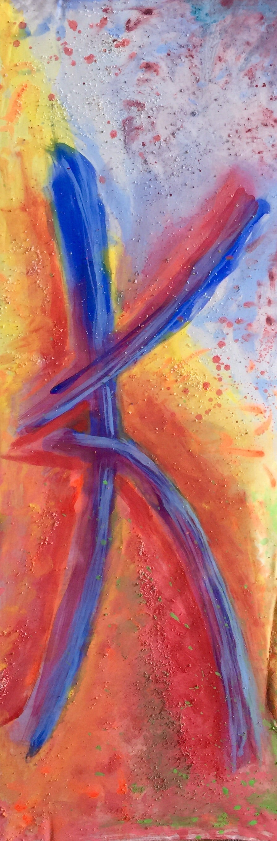 Sun Dancer I - Sonarta.com,Bright and Beautiful Sun Dancer, This Painting is part I of two Paintings. Sitting next to each others, the two pieces create a joyful moment of dancers celebrating the warmth of the summer. This is Ink on Silk painting created by Shahla Rahimi Reynolds. Sun Dancer I is 60” Hx 22” W.