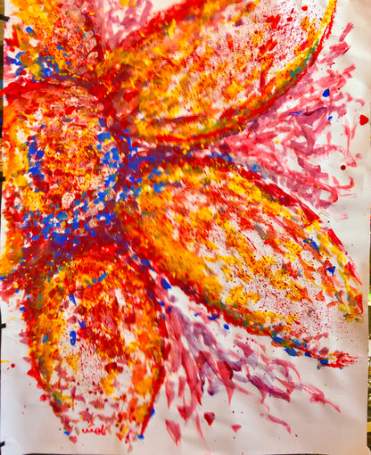 Sparkling Star-Sonarta.com It is as glorious as the Sun itself. The all bright and beautiful “Sparkling Star” glows in the meadow, as it celebrates the start of the Spring.  This is a painting by Shahla Rahimi Reynolds.  The “Sparkling Star” is an Acrylic on Paper painting asnd it it is 28” H x 36” W.