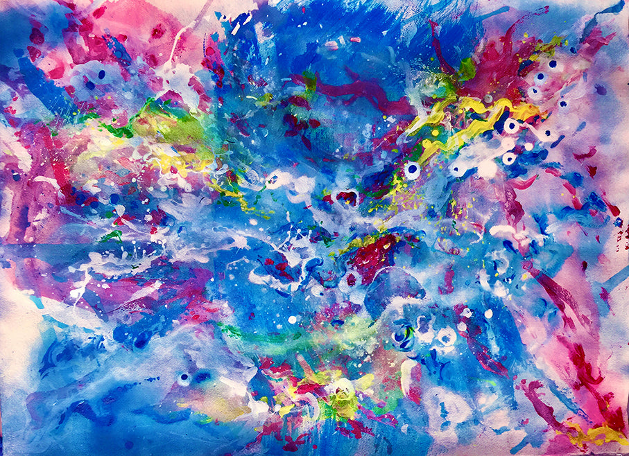 Calm Waters - Sonarta.com After a stressful day, just stare at me and reeeeeelaaaaaax!  This painting is an Acrylic on Paper by Shahla Rahimi  Reynolds. It is 29" H X 21 1/2" W.