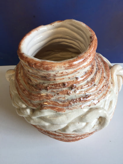 Earthy Earthen Wear I - Sonarta.com,This is a Hand Built (Coil) Clay Pot. This piece copies the style of Greek and Roman pottery, which was used in ancient times to keep liquids cool.  The Earthy Earthen Wear I was created by Shahla rahimi Reynolds.  It is 11" H x 10" W.