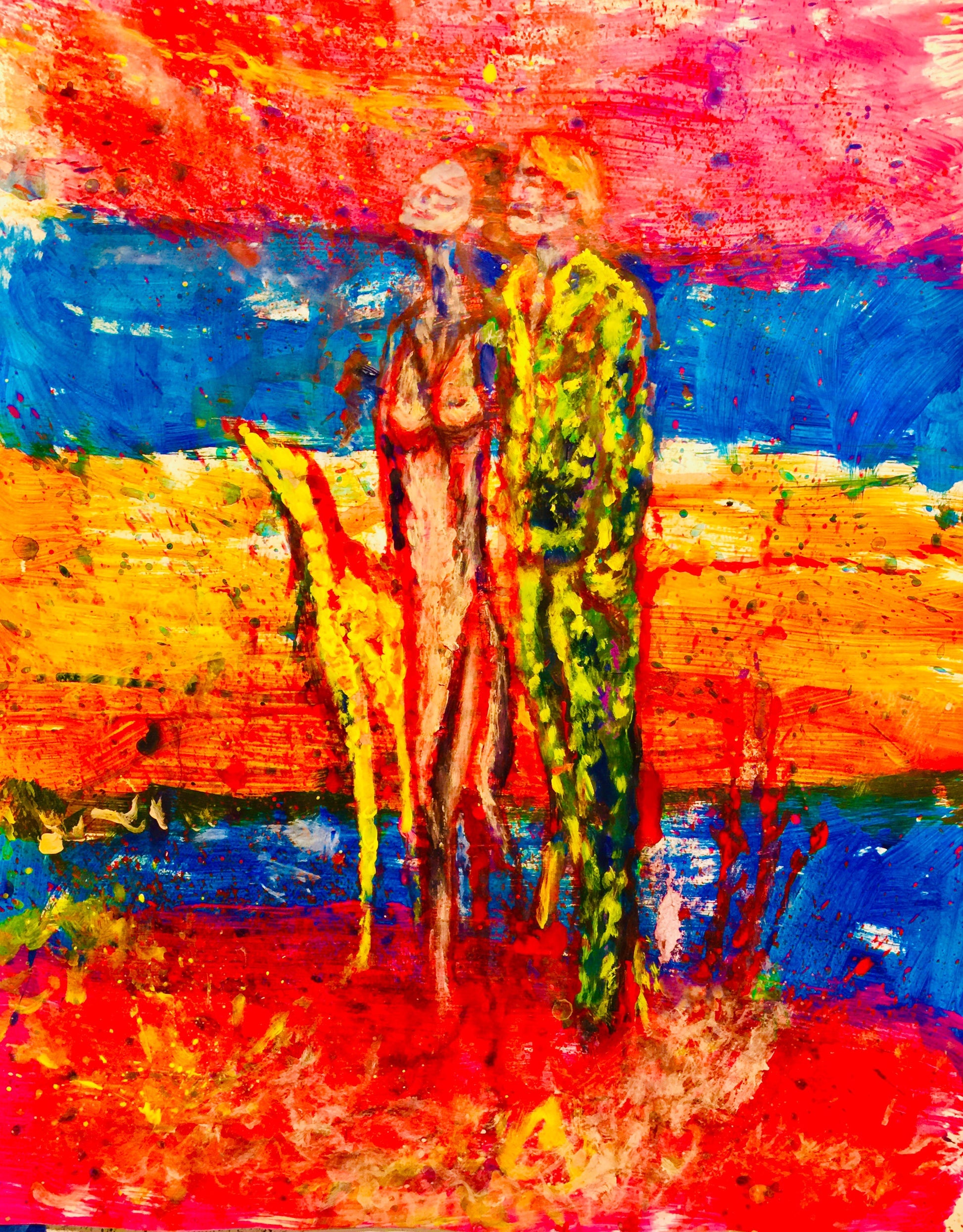 (Not so) Lonesome Road - Sonarta.com, "(Not so) Lonesome Road" is a compelling piece that captures a profound sense of emotion through vibrant colors applied with dynamic acrylic techniques. It explores themes of longing and resilience, presenting a visual narrative that invites reflection on the human experience.

(Not so) Lonesome Road is an Acrylic on Paper painting by Shahla Rahimi Reynolds.

The Original, (Not so) Lonesome Road is: 24" H X 19" W.
Additional Sizes: 48" H X 36" W, and 36" H X 24" W. 