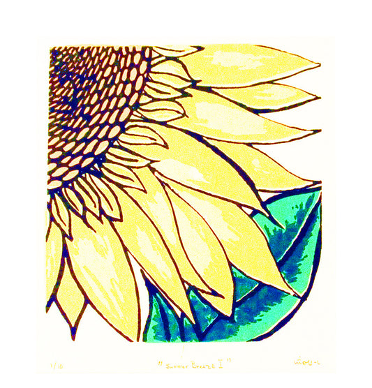 Summer Breeze - Sonarta.com, A beautiful Sunflower will always be a reminder of the warm summer breeze!!!!  This is a silk screen print on paper.  Summer Breeze is 23.5" H x 19.5" W. 