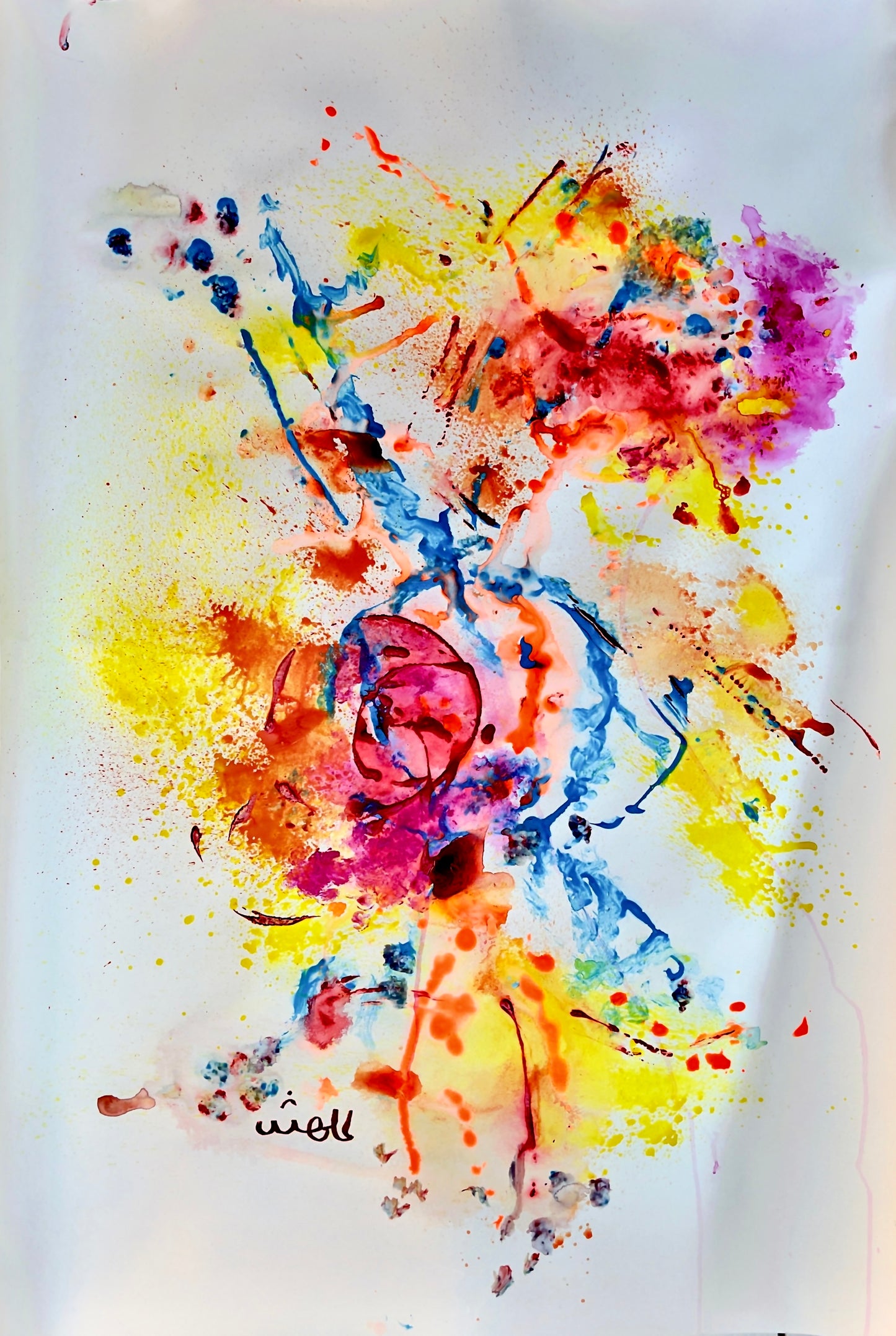 As was listening to Tranquil Day by John Lennon, I was being inspired to paint this.  With the start of each day, we wish for a Tranquil Day, a day that could  bring us joy, happiness,  harmony and for me today was it. Often too many things are happening all at same time and I have to get from one thing to another, but not today. Wow   So I say: Sit there in front of this painting and meditate as your day begins   This Painting  is 48" H x 32" W. It was created by Shahla Rahimi Reynolds.