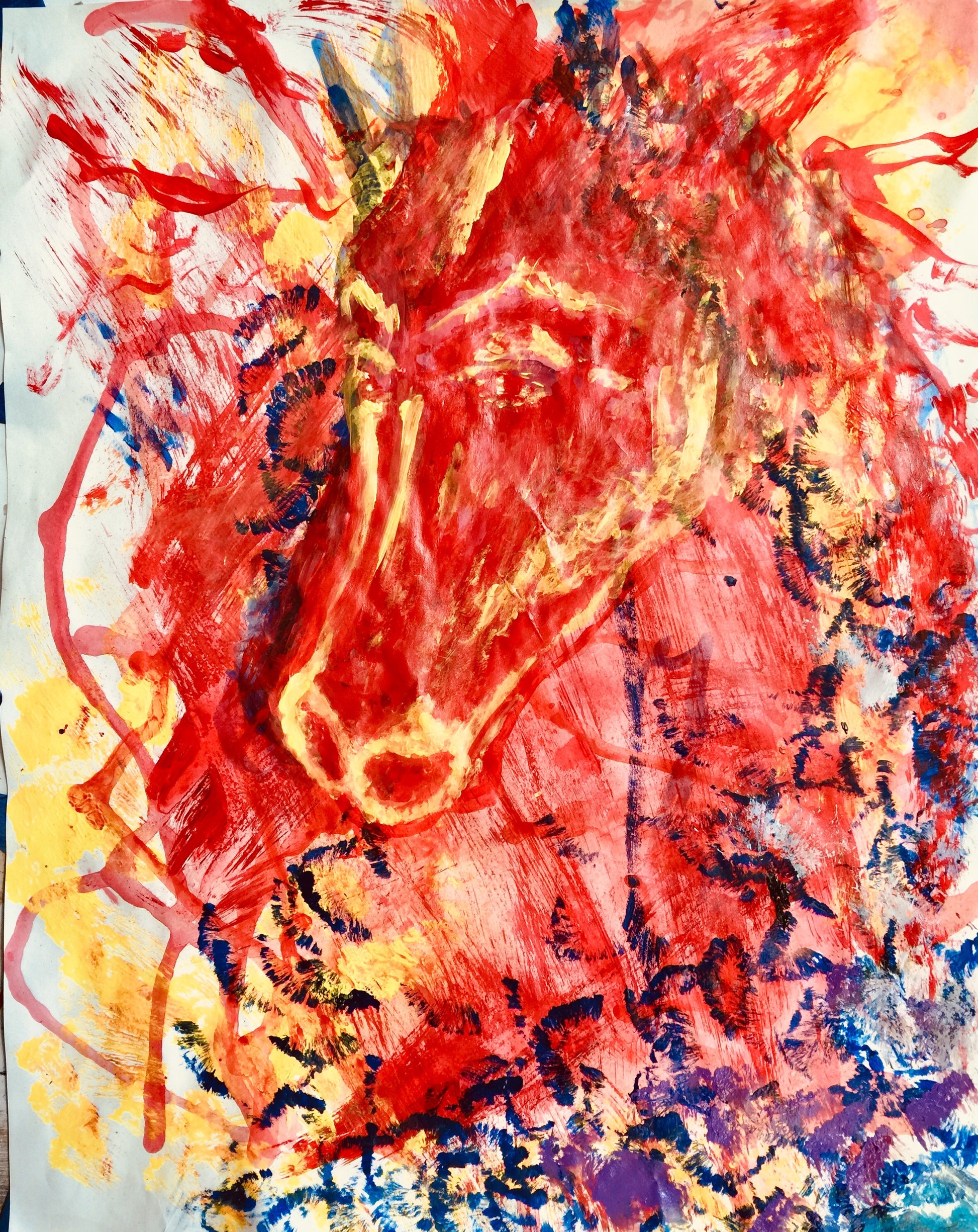 Equine persistence - Sonarta.com Inspired by the song “Wild Fire” by Artist: Michael Martin Murphey.  This Acrylic on Paper is created by Shahla Reynolds. Equine persistence is 19” W x 24” 99H.