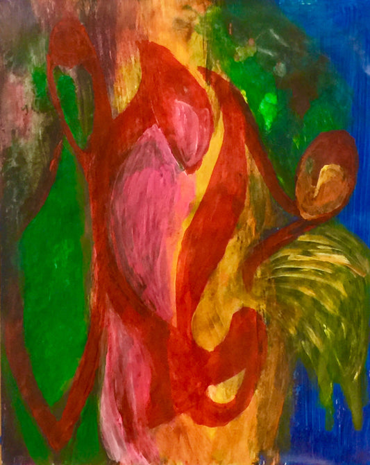 The III Sisters - Sonarta.com The III Sisters is a gift to those, who have forever cherish their sisters and always remember them for the joy they feel by being around their sisters.   This Acrylic On Paper painting  is by Shahla Rahimi Reynolds.  The III Sisters is 19” W X 24” H.