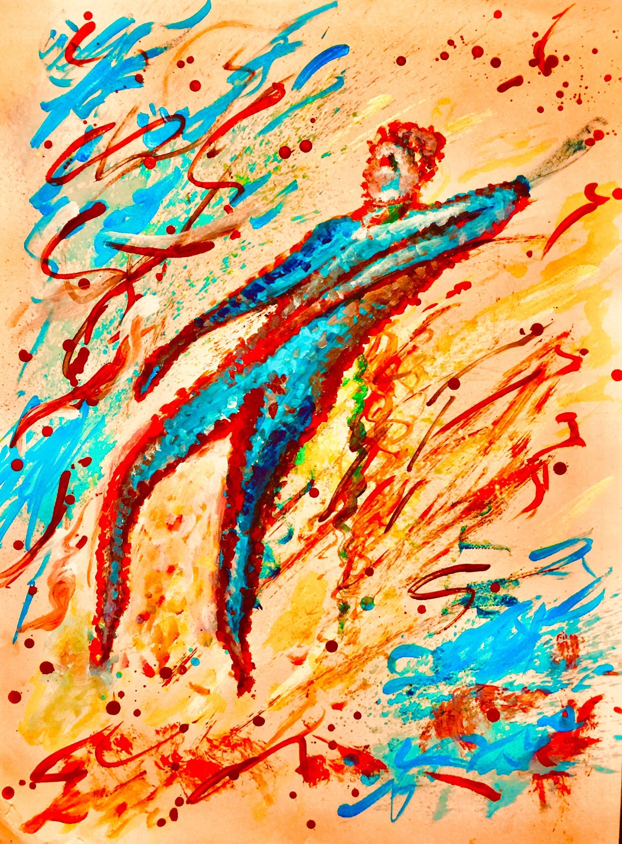 blaze_of_glory] - Sonarta.comShake it to the Right and then shake it to the left ❤️😃. It is a joyful and happy painting characterized by its colors and gestures. It moves with you as you move around the room.  This painting is an Original Acrylic on Paper by Shahla Rahimi  Reynolds. Shake Your Body Baby, Shake It is 28 1/2” H X 20 1/4” W..
