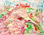 Parestoo - Sonarta.com It is spring time again and Parestoo is back. You look fabulous and those pink feathers make you appear so delicate.  This is an Acrylic on Paper painting by Shahla Rahimi Reynolds.  Parestoo is 19” W X 24” H.