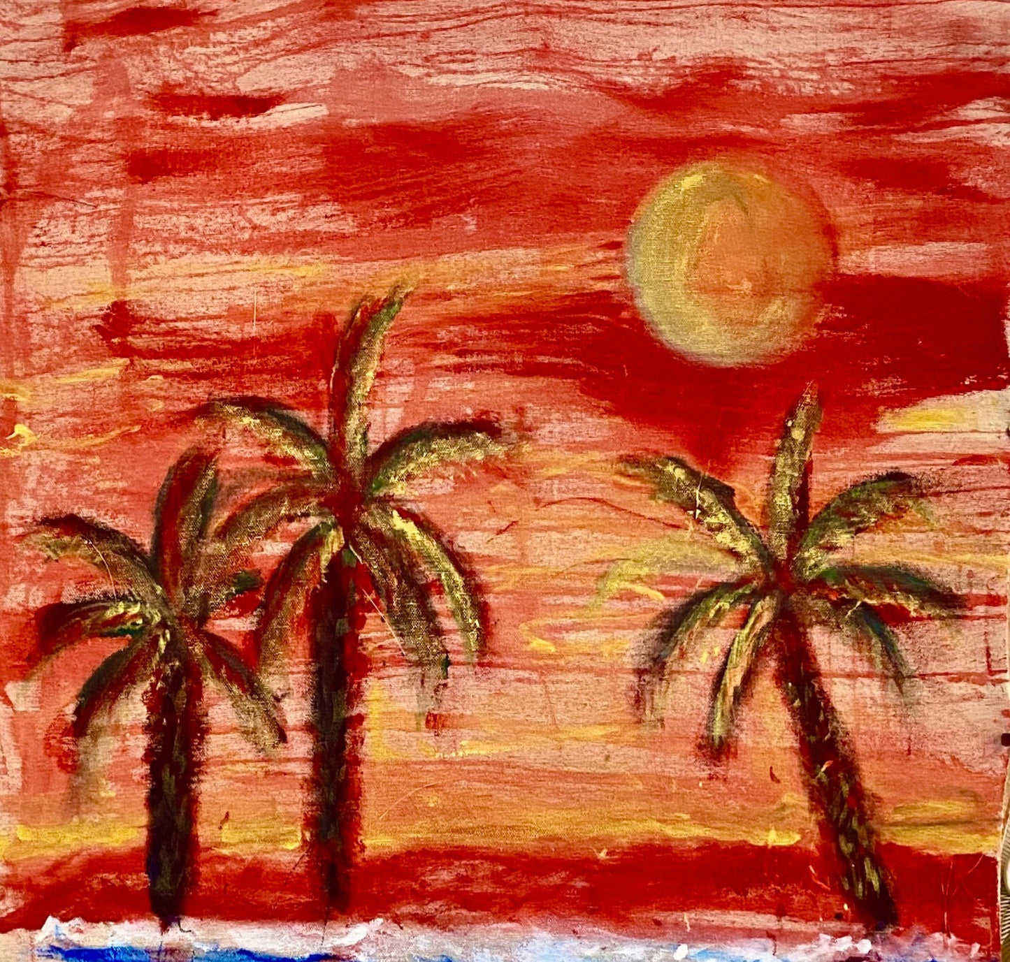 Another Sunset Painting-sonarta.com Each day as we approach the sunset, with lights intensifying and changing their values, skies become amazing palettes of colors created by heavens above.This Acrylic on Canxas painting is created by artist, Shahla Rahimi Reynolds. Another Sunset Painting-sonarta.com