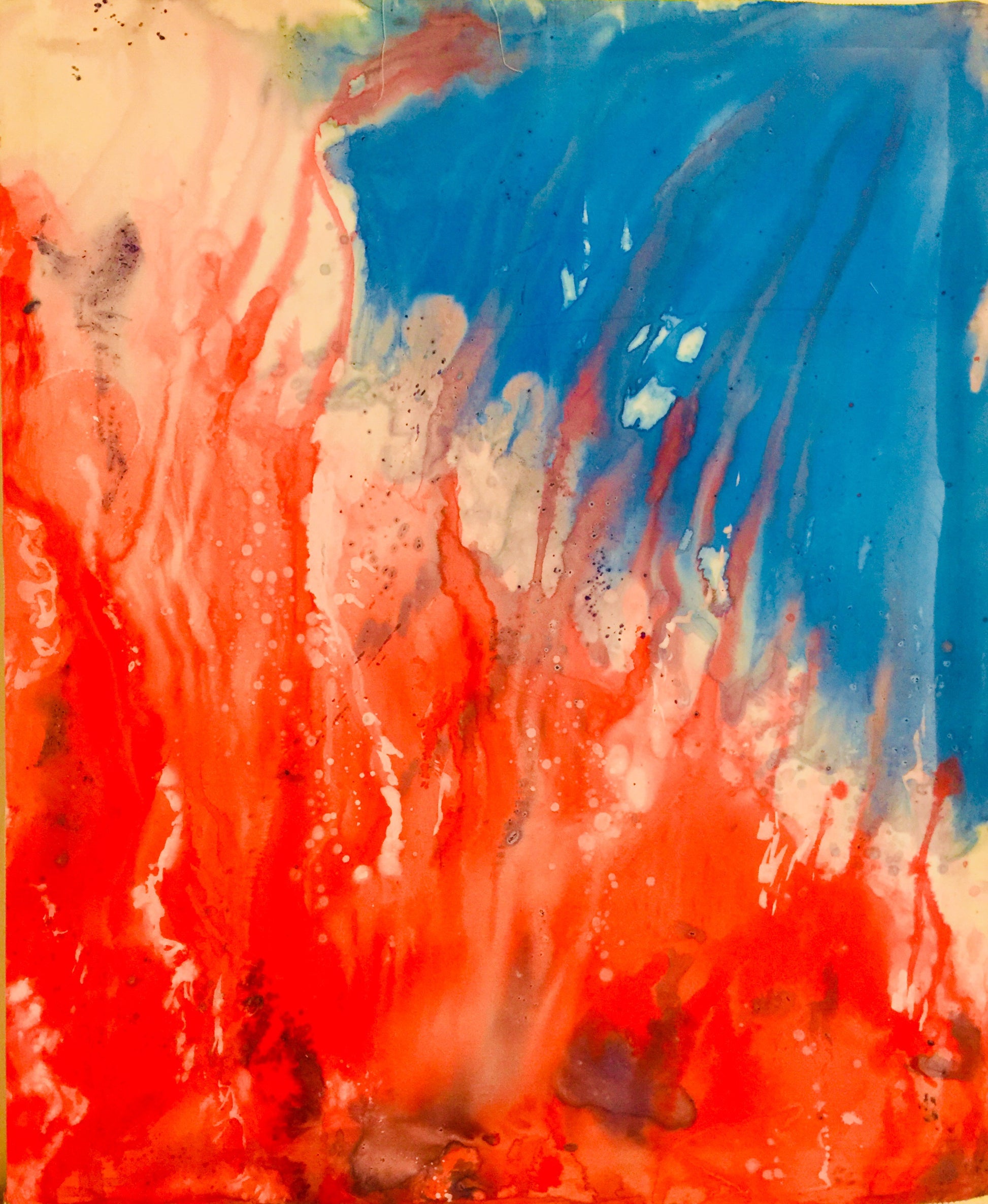 Rays of Fire - Sonarta.comRays of Fire are  warm and they are fascinating to watch, but with all their beauty they are also a mighty and destructive force to be reckon with.  This is an Ink on Silk painting by Shahla Rahimi Reynolds.  Rays Of Fire is 45" H x 38" W.  