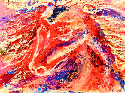Wild Fire - Sonarta.com Inspired by the song “Wild Fire” by Artist: Michael Martin Murphey.  This  Acrylic on Paper is created by Shahla Reynolds:  Wild Fire is 19” W x 24” H.