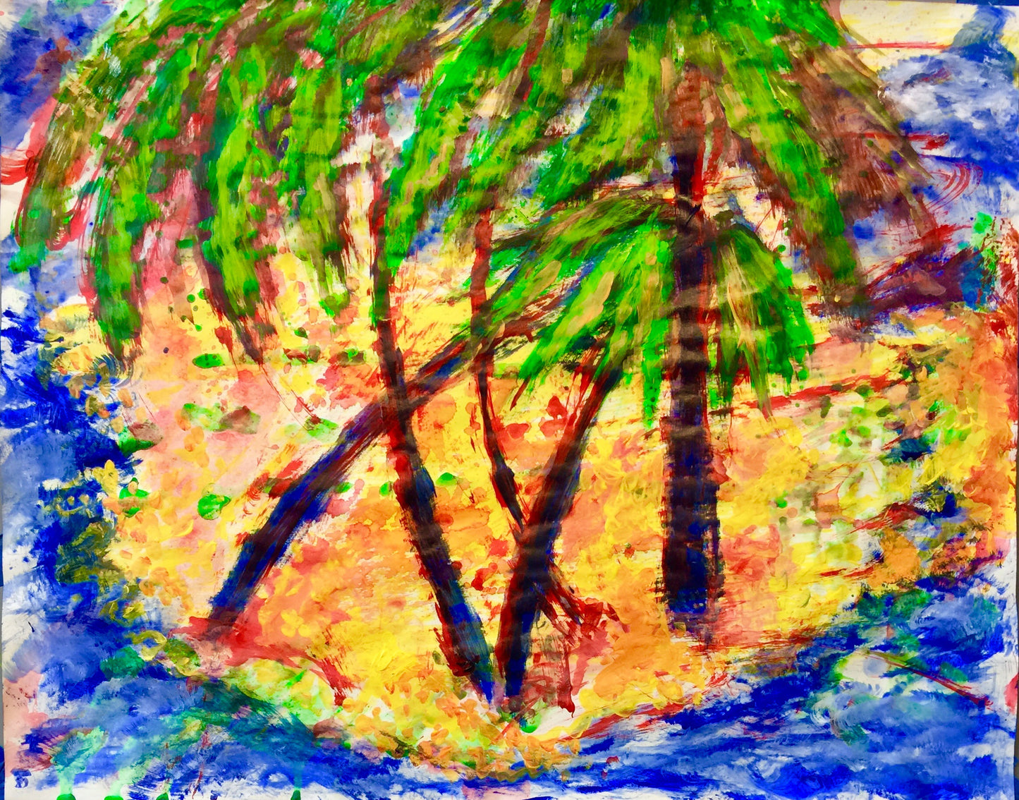 Abadan  II - Sonarta.com.My Hometown  ❤️❤️❤️❤️  Palm trees, beaches and sand, that's what life is about.  Abadan is an Acrylic on Paper painting by Shahla Rahimi Reynolds.  it is 24” H.X 19" W.  Abadan's copies are printed on premium canvas and are ready to be hung.