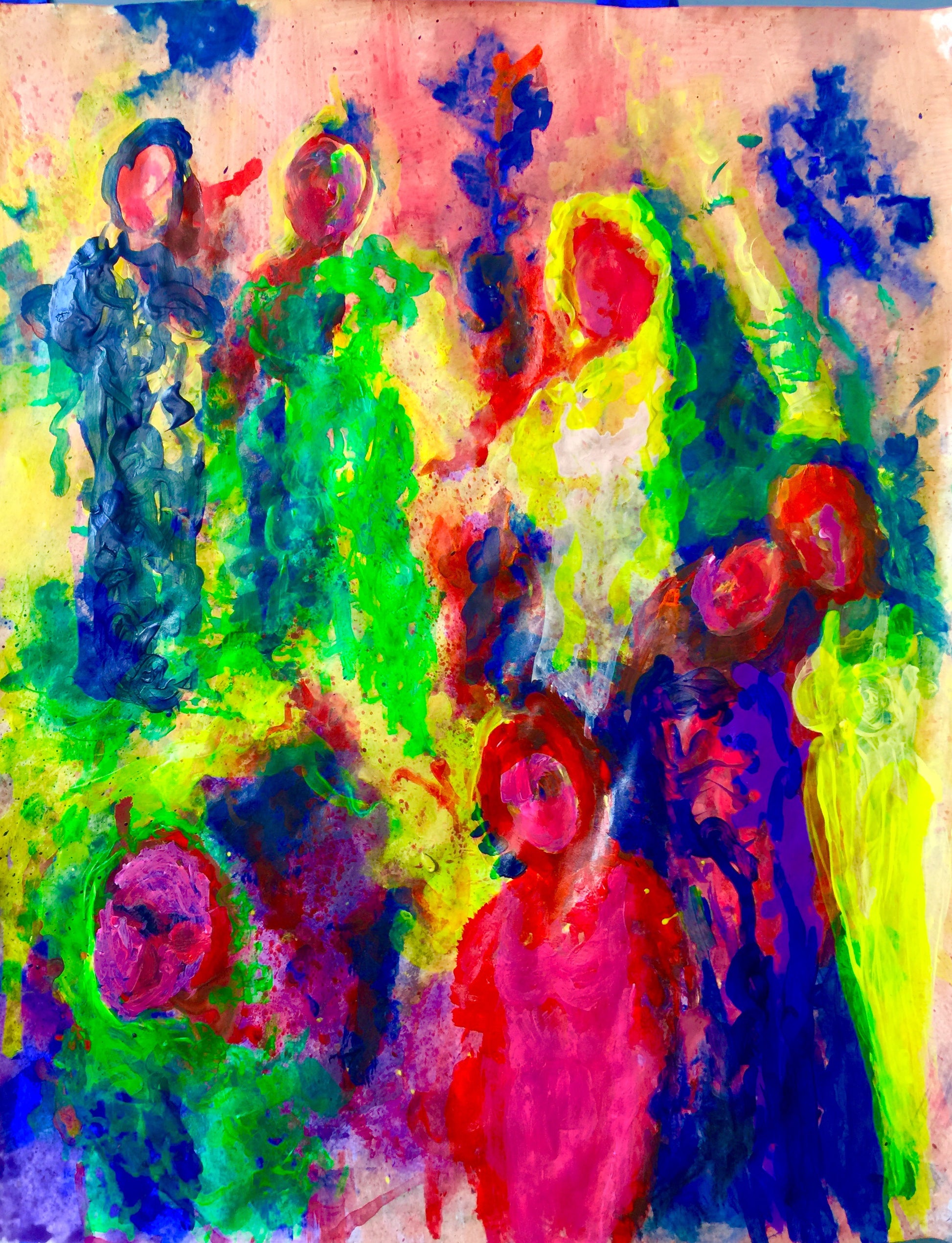 Congregation III - Sonarta.com Congregation III is dedicated to all the women,  who have paved the way for my generation to have these amazing opportunities in our life time.  This is an Acrylic on Paper painted by Shahla Rahimi Reynolds. It is 24” H. X 19" W.